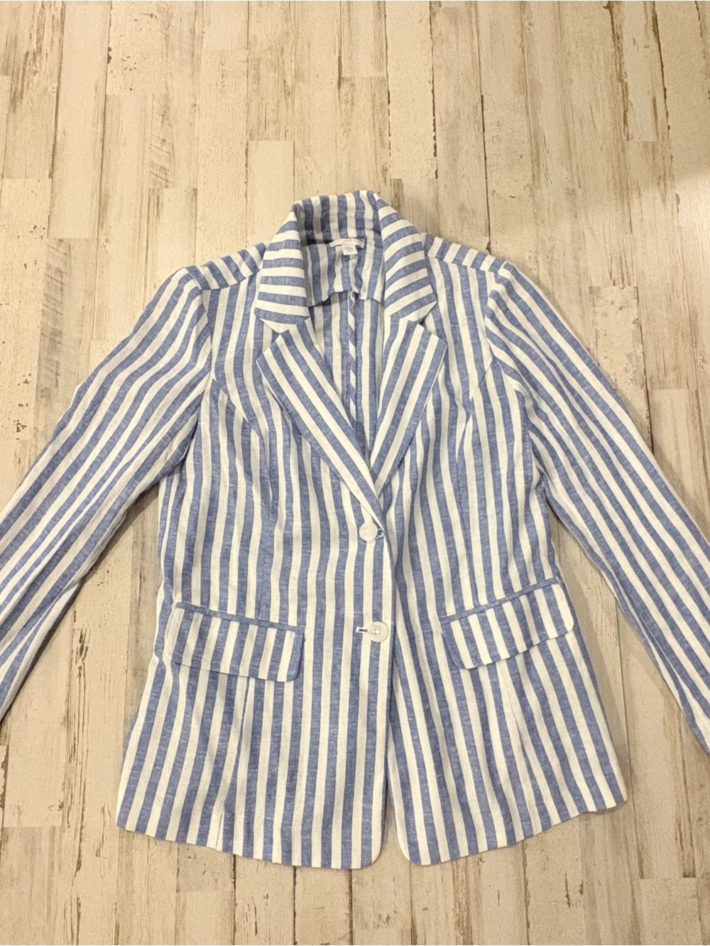 J. Jill Linen Blend Striped Blazer XS Petite